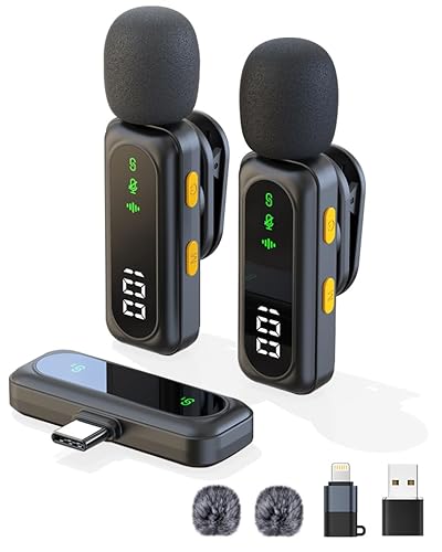 Mini Lapel Mic for iPhone & Android - Wireless Lavalier Mic with Noise Reduction, Crystal Sound for Video Recording, Vlogging, Singing