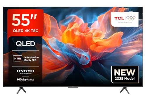 TCL 55" QLED Gaming TV, 4K 144Hz, Dolby Atmos, Google TV