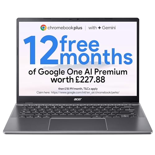 Acer Chromebook Plus 514 Laptop - Intel Core i3, 8GB RAM, 256GB SSD, 14-inch WUXGA Display, Chrome OS