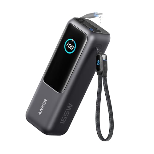 Anker Laptop Power Bank 25,000mAh Portable Charger with Triple USB-C Ports for Multi-Device Charging, Built-In Cables