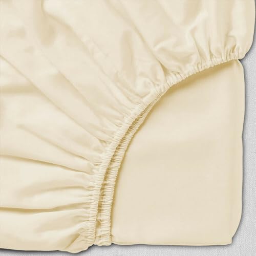 Luxurious Soft Cotton Fitted Bedsheet Set - Breathable & Durable Sheets for Peaceful Sleep - Home, Hotels, Spa (Cream, King)