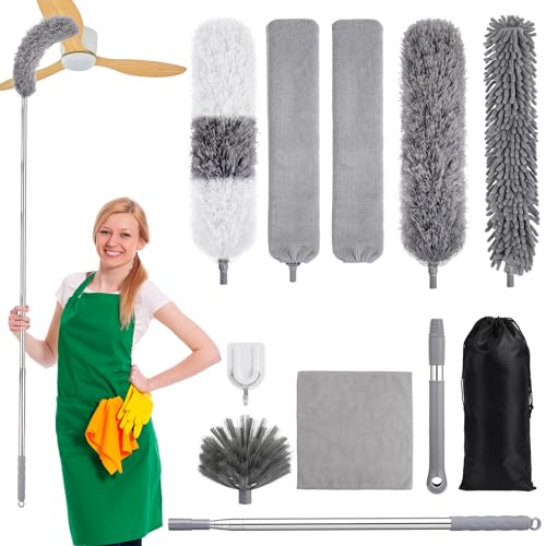 Bendable Washable Cobweb Duster w/ Extension Pole, 15-84 inch