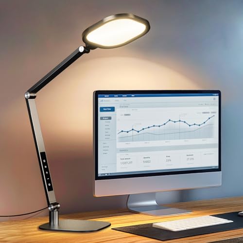 LitONES Swing Arm LED Desk Lamp: Dimmable 1200LM Task Light for Study & Reading, Adjustable Table Lamp for Home Office Working