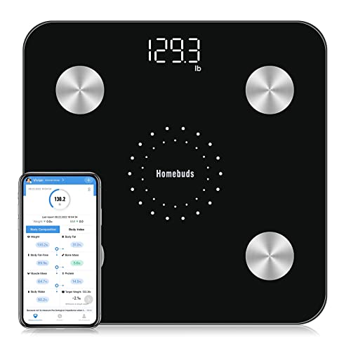 Homebuds Smart Body Fat Scale: Digital Bathroom Scale for Weight, BMI, Muscle, Water with App - Professional Body Composition Monitor