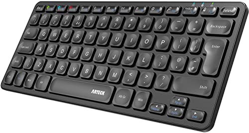 Arteck Bluetooth Keyboard: Ultra Slim Multi-Device Wireless with Media Hotkeys for Windows iOS Android Desktop Tablet