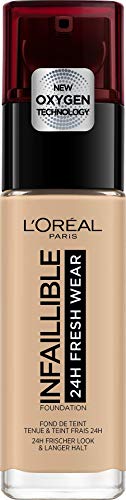 L'Oréal Paris 24-Hour Fresh Wear Foundation, All Skin Types - Vanilla, Lightweight 30ml