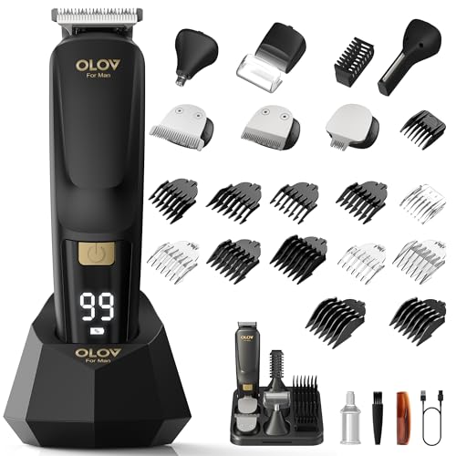 Waterproof Beard Trimmer Kit for Men - Cordless Grooming Set for Face, Body, Mustache - Electric Shaver with Hair Clippers & Nose Trimmer