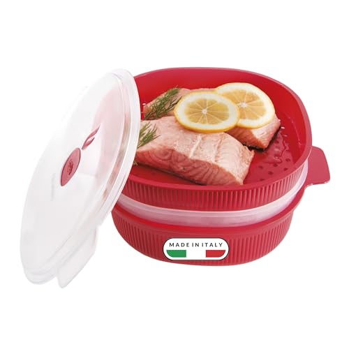 Snips Microwave Steam Cooker 4L, 2 Trays, Red, Quick Cooking