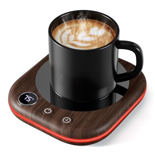 Lighting Coffee Mug Warmer, Smart Desk Cup Warmer, 3 Temp Control, Auto Shut Off, Brown Mug