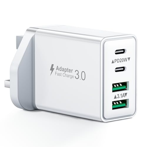 Fast Charge USB C Plug: 40W Multi Charger for iPhone 16 to 11 Pro, Samsung, Dual USBC Power Adapter
