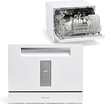 Farberware Portable Mini Countertop Dishwasher 7 Wash Programs - Ideal for Small Spaces Like Apartment, Dorm, Boat