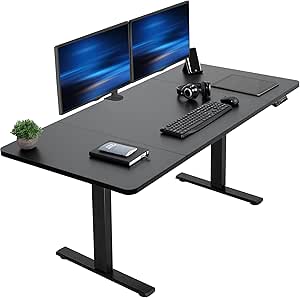 VIVO Electric Standing Desk 60x30 inch, Memory Height Adjustment, Black Top Frame