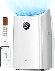 Dreo 12,000 BTU Portable Air Conditioner for Bedroom - Quiet Cooling, Smart App Control, Timer, Fan, Dehumidifier - Room AC Standalone