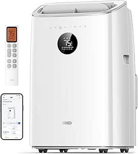 Dreo 8000 BTU Smart Portable Air Conditioner for Bedroom, Drainage-free Cooling, Quiet 45dB, APP/Voice/Remote - AC318S