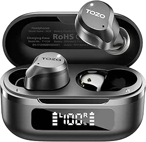 TOZO NC9 Wireless Earbuds: Active Noise Cancelling, Clear Call, IPX8 Waterproof, Bluetooth 5.3, 59H Playtime