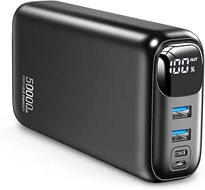 Brand Portable Charger 50000mAh Power Bank - Fast Charging USB-C Phone Charger for iPhone & Android - Travel Camping Essential