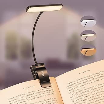 Gritin 19 inch LED Book Light for Night Reading, Memory Function, Eye-Protecting Modes, Stepless Dimming, Long Battery Life