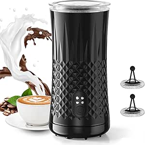 VIWAVE Electric Milk Frother: 4-in-1 Hot & Cold Foamer, 240ml Stainless Steel Steamer - Auto Shut-Off Warmer, Silent Operation