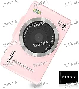 CCD Autofocus 4K Vlogging Camera for Photography, 16X Zoom, Pink