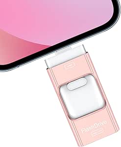 ROSPE 32GB USB Stick: 4-in-1 Flash Drive for Phone/Pad/PC, Pink