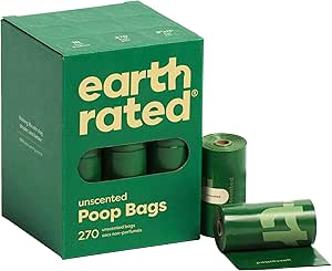 Earth Rated Dog Poop Bags - Leak Proof, Extra Thick, Unscented - 270 Bags