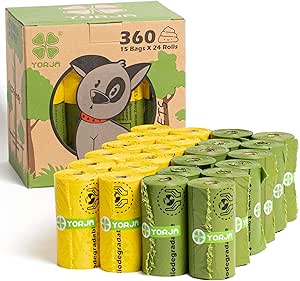 YORJA Dog Waste Bags, 360 Rolls, Leak-Proof, Extra Thick, Corn Starch Blend