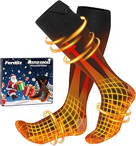 Upgraded Rechargeable Heated Socks, 14H Warmth, 4 Heat Settings