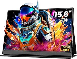 Portable Monitor 15.6 inch FHD IPS Anti-Glare, Dual Type-C HDMI, Built-in Speakers, Ultra-Slim, Screen Extend for Laptop PC Mac PS5