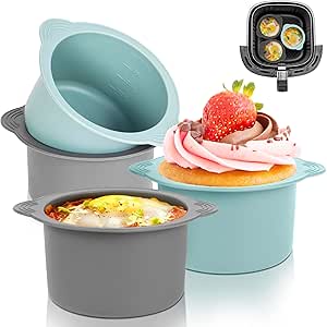 Silicone Air Fryer Egg Poachers 4Pcs Set for Baking Cakes & Fried Eggs