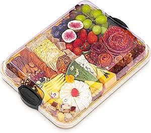 Bamboo Charcuterie Board with Lid - Portable Serving Tray for Entertaining - Wood Cutting Board for Parties & Gifts