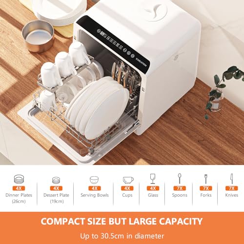 Karlxtom Mini Dishwasher: 6 Programs, Touch Control, Auto-Drying