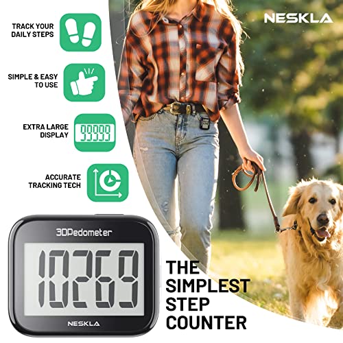 NESKLA 3D Pedometer: Simple Step Counter with Large Display