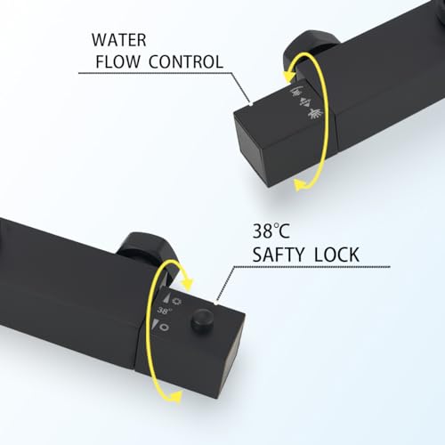 Plumbsys Black Thermostat Shower Mixer Set with Rainfall System & Handheld Shower Heads, 200mm - Stylish Upgrade for Your Bathroom