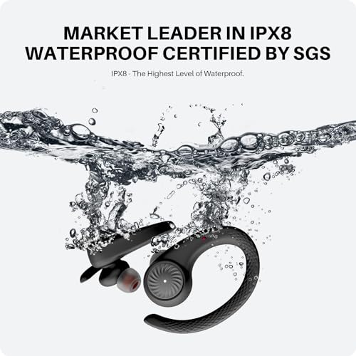 Tribit Wireless Sport Earbuds, Bluetooth 5.2, Noise Cancelling, IPX8, Earhooks