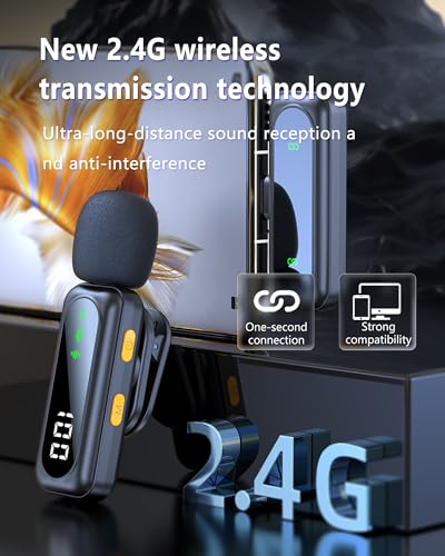 Mini Lapel Mic for iPhone & Android - Wireless Lavalier Mic with Noise Reduction, Crystal Sound for Video Recording, Vlogging, Singing