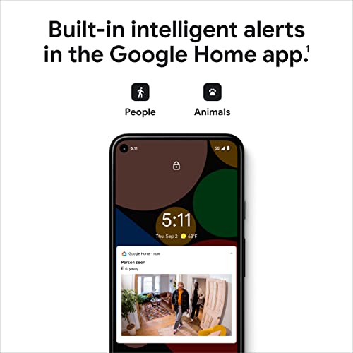 Nest Security Cam - Wired - 2nd Gen - Snow, Google Home