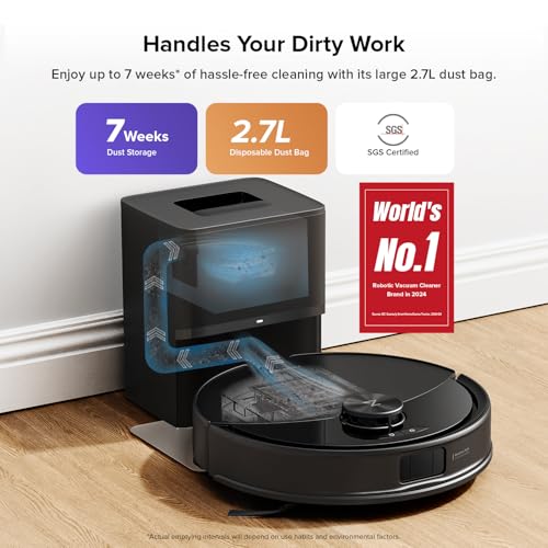 Roborock Q10 S5+ Robot Vacuum: Self-Emptying, 10000Pa Suction, Hands-Free Cleaning, Anti-Tangle Design, Auto-Lifting Mopping, Obstacle Avoidance