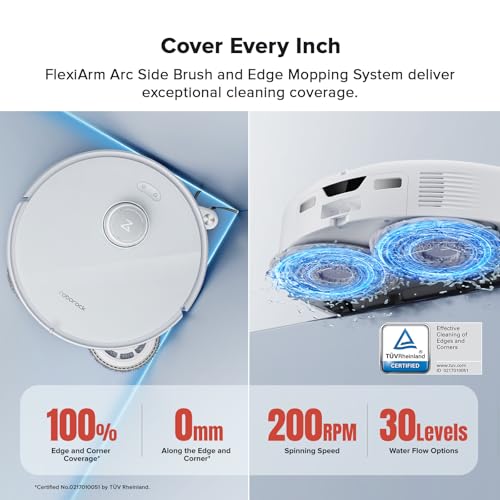 Roborock Qrevo Curv Robot Vacuum Cleaner with Mop, 18,500 Pa, Zero-Tangling, Intelligent Dirt Detection