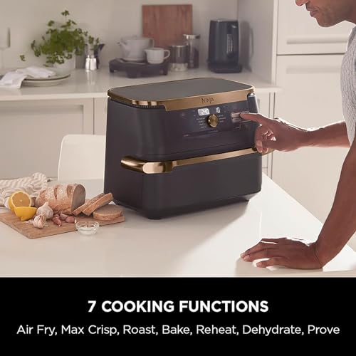 Ninja Foodi FlexDrawer Air Fryer 10.4L, Dual Zone, 7-in-1, Non-Stick, Dishwasher Safe - Black/Copper