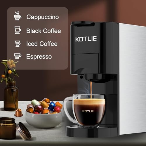 Nespresso Espresso Machine 4-in-1 for Pods & Capsules, 19 Bar Automatic, Black