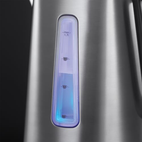 Russell Hobbs Luna Grey 1.7L Cordless Electric Kettle inchQuiet Fast Boil Anti-Scale Filter Easy Push Button Perfect Pour Spout