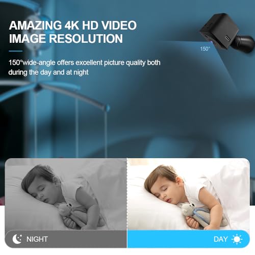 AOBOCAM Mini WiFi Spy Camera 4K HD - Wireless Security Cam with Night Vision, Motion Detection - Home Surveillance