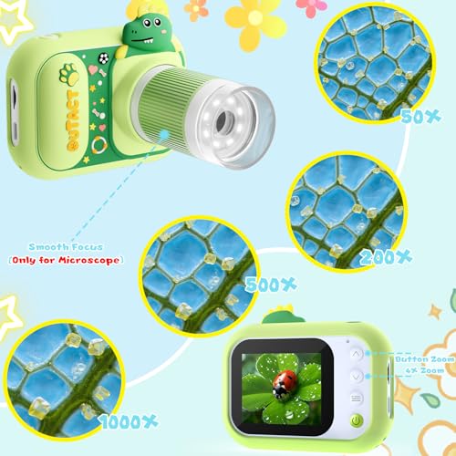 Microscope for Kids with Video Camera, 1000X Digital Zoom, 2.4" Screen - STEM Educational Science Kit Toys for 3-12 Year Olds
