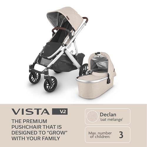 UPPAbaby Vista V2 Pushchair - Declan - Convertible Stroller with Carry Cot & Toddler Seat, Accessories - One Step Fold, Baby to Toddler