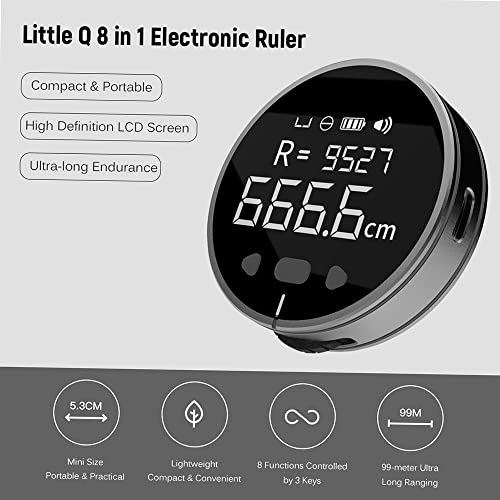 Weytoll 8-in-1 Digital Ruler LCD Display Range Finder 99m