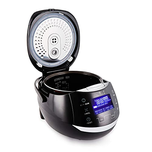 Yum Asia Sakura Rice Cooker - Ceramic Bowl, Fuzzy Logic - 6 Cook & Multicook Functions - LED Display - 220-240V Power