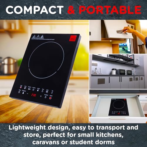 Sensio Home Induction Hob: 8 Temp & Power Settings, Timer, Safety Lock