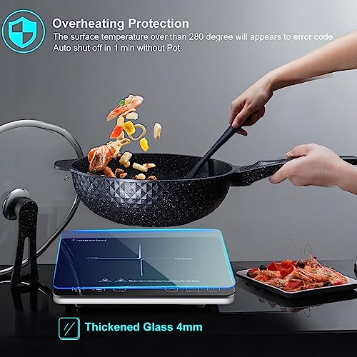 AMZCHEF Induction Cooker: Sleek Design, 10-Level Control, Touch Sensor, Safety Lock