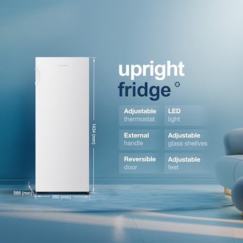 Fridgemaster Larder Fridge: Reversible Door, 242L Capacity, 55cm Width, White