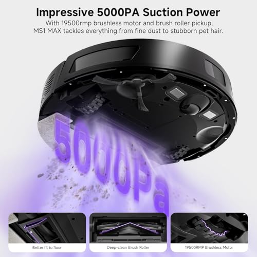 MONSGA Robot Vacuum with Mop, Strong Suction, Lidar Navigation, Self-Empty Station, 180mins Runtime, Voice Control